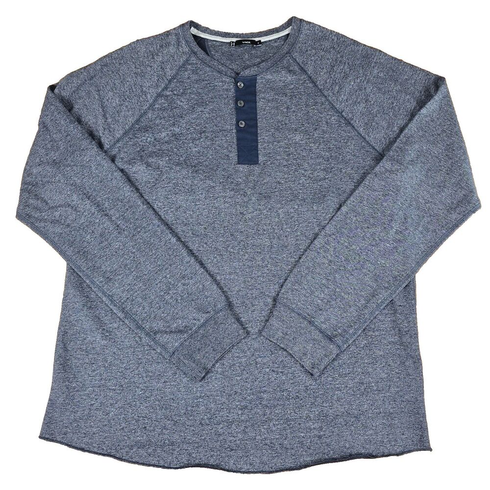Vince Men’s Henley Long Sleeve Shirt Heather Gray XL Tee Shirt Lounge Casual Top